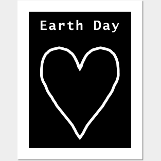 Earth Day White Heart Outline Posters and Art